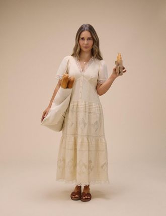 Nobody's Child Cream Lace Trim Jasmine Midi Dress