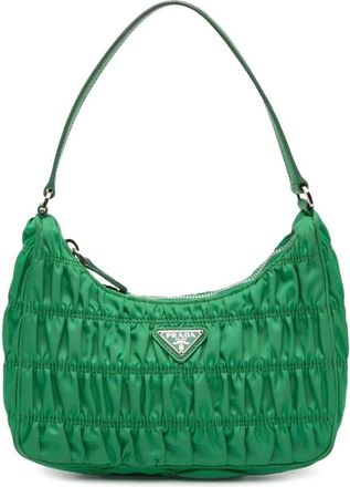 Prada Pre-owned Shoulder Bags, female, Green, Size: ONE SIZE Pre-owned Ruched Shoulder Bag