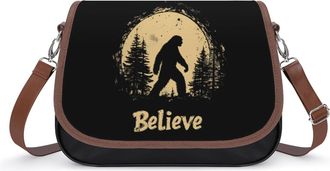 Generic Bigfoot Believe Crossbody Bags for Women Fashion Leather Shoulder Handbags With Adjustable Strap