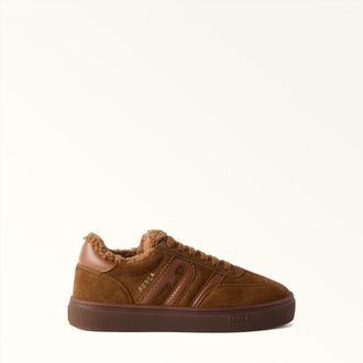 Furla Allegra Sneakers Cognac H Brown Suede Leather + Calf Leather + Winter Lining Woman