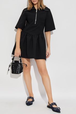 Ganni Dress With Collar, Womens, Black