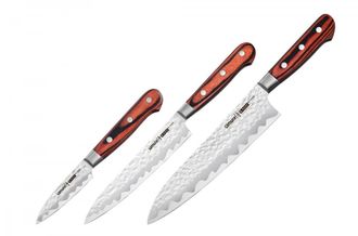 OEM Juego De Cuchillos Samura Kaiju Bolster - Acero Aus-8, Mangos De Madera Pakka