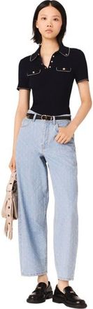 Maje Short-sleeve polo shirt in Navy at Nordstrom, Size X-Small