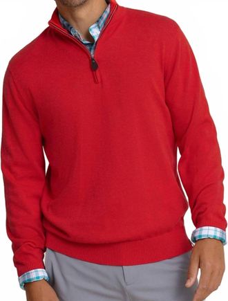 Southern Tide Whitehaven Quarter Zip Sweater In Crab Red