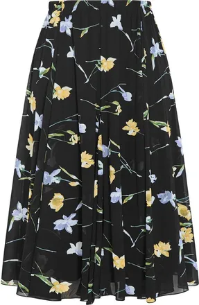 City Chic Serene Floral Print A-Line Skirt in Midnight Petals at Nordstrom, Size 10W
