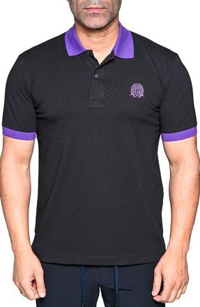 Maceoo Mozartsquaretip Stretch Nylon Polo in Black at Nordstrom, Size 3