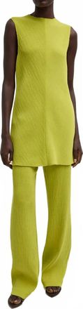 Tibi Plisse Bias Short Tunic Dress In Pistachio