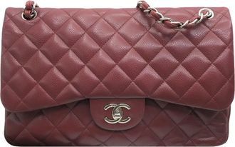 Chanel Burgundy Caviar Leather Jumbo Double Flap Bag