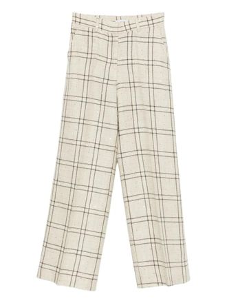 Manuel Ritz check-print sequin-embellished trousers - women - Wool/Polyester - 42 - Neutrals