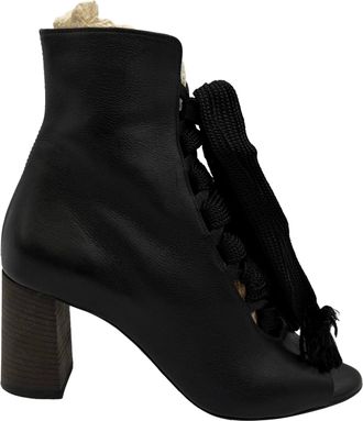 Chlo&eacute; Pre-owned Womens Chlo&eacute; Harper Peep-Toe Lace Up Boots in Black Leather - Size EU 38