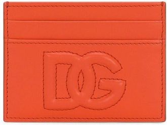 Dolce & Gabbana logo-embossed leather cardholder - women - Calf Leather/Rayon - One Size - Orange