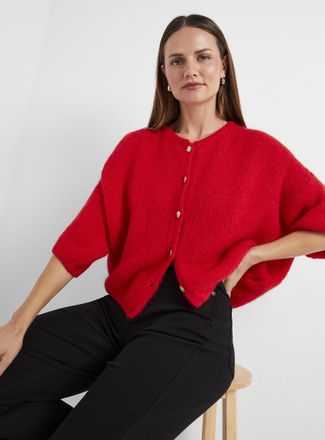 Contemporaine Short-sleeve mohair Cardigan Sweater
