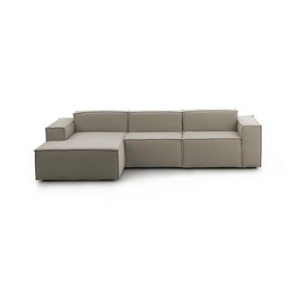 Dmora Sof&aacute; Fijo Dflori, Sof&aacute; Modular 3 Plazas Pen&iacute;nsula Izquierda, 100% Made In Italy, Sof&aacute; Moderno En Tela, Cm 300x170h70, T&oacute;rtola - Dmora