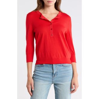 BOSS Fiblure Virgin Wool Henley Sweater in Bright Red at Nordstrom Rack, Size X-Small