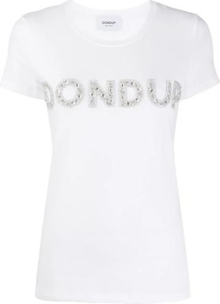 Dondup T-shirt Bianca Logo Sw - Dames - T-shirts - Wit - L - Katoen - Tops