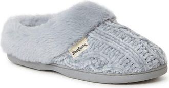 Dearfoams Claire Cable Knit Chenille Clog Slipper in Sleet at Nordstrom, Size X-Large