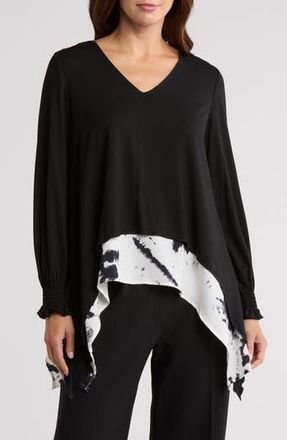 Patrizia Luca Bell Sleeve Babydoll Top in Black at Nordstrom Rack, Size Medium/large