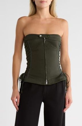 SIMKHAI Sasha Zip Up Bustier Top in Moss at Nordstrom Rack, Size 6