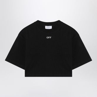 Off-white Black Cropped T -Shirt mit Logo