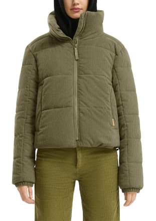 QS by s.Oliver Steppjacke QS, Damen, Gr. XXL, olive, Cord, Obermaterial: 100% Polyester. Futter: 100% Polyester, unifarben, gerade h&uuml;ftlang, Rundhals, elastischer Bu