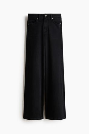 H&M Wide High Jeans in Denim Black at Nordstrom, Size 20