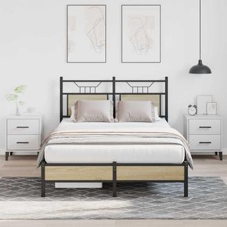 Berkfield Home Bed Frame without Mattress Sonoma Oak 120x190 cm Small Double Engineered Wood in Brown