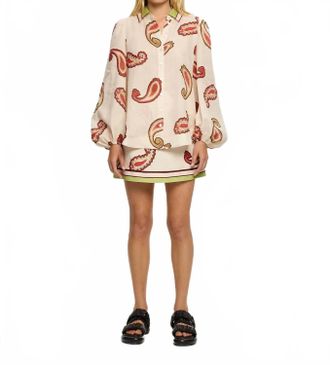 Kivari Button Through Front Shirt In Eden Paisley
