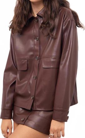 Minkpink Faux Leather Jacket In Chocolate Brown