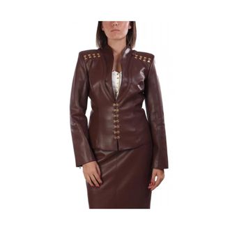 Elisabetta Franchi Dames, Jassen, Bruin, Maat: XL Leer