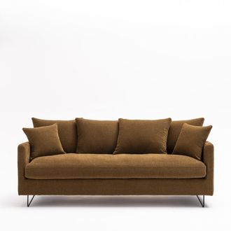 DRAWER Sof&aacute; cama 3 plazas en tela con patas met&aacute;licas negras - Bronce