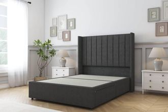 Sloomy Falcon Dumfries Divan Base 2 Drawers Foot-End-54 Wingback Headboard in Dark Grey | Size: Double