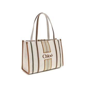 Chlo&eacute; Womens Beige Cotton Shoulder Bag