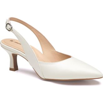 Johnston & Murphy Lindsey Slingback Pointed Toe Kitten Heel Pump in White Glove Leather at Nordstrom, Size 7.5