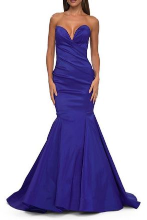 La Femme Mermaid Stretch Mikado Evening Dress with Illusion Back in Royal Blue at Nordstrom, Size 00