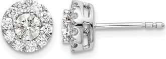 Diamond2Deal 14K White Gold 3/4 ct Lab Grown Diamond Round Halo Stud Earrings VS Clarity, G-H Color