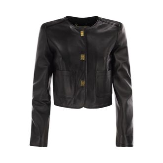 Elisabetta Franchi Leather Jacket With a Slim Fit - female - Elisabetta Franchi - Leather Jackets - Black - S - Jackets