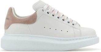 Alexander McQueen Witte Leren Sneakers met Roze Su&egrave;de Hak - Dames - Sneakers - Wit - 36 EU - Su&egrave;de - Schoenen