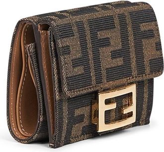 Fendi Womens Wallet Baguette Micro Trifold Brown Polyester & Purses