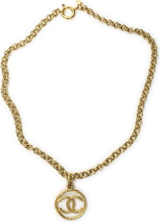 Chanel Large CC Round Pendant Chain Necklace Ketting