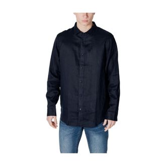 A|X Armani Exchange Overhemden, Heren, Blauw, XS, Linnen, Linnen Casual Shirt