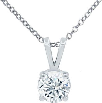 Diana M. Jewels 14kt WG.50cts Lab Grown Diamond Solitaire Pendant, 3 prong setting, rabbit ear bail, DEF color, VS clarity, excellent cut, round Chain: 16