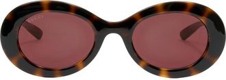 Gucci Womens Gg2026s-002 Logo-Embellished Brown Acetate Sunglasses