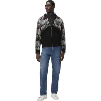 Missoni Bomber With Zigzag Insert In Wool Blend in Beige & Burgundy at Nordstrom, Size Xx-Large