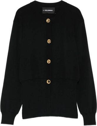 Karl Lagerfeld Cardigan met Knopen - Dames - Vesten - Zwart - S - Truien & Vesten