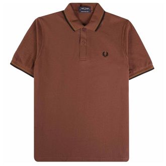 Fred Perry Limoengroen Poloshirt Met Dubbele Kraag En Kastanjebruine Kraag