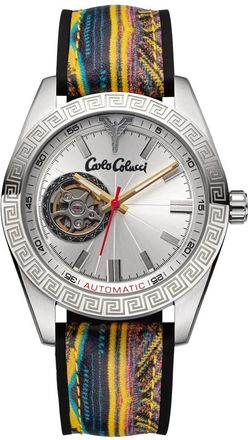 Carlo Colucci Rond Roestvrij Stalen Horloge met Siliconen Band - Heren - Horloges - Veelkleurig - ONE Size - Accessoires