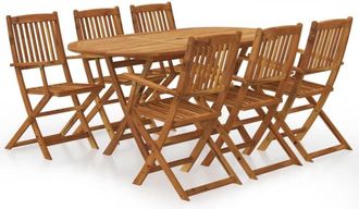 vidaXL Vidaxl - 7 Piece Folding Outdoor Dining Set Solid Acacia Wood