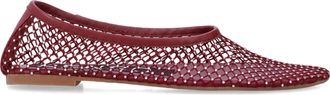 Senso Pointed Toe Red Mesh Ballet Flats with Diamond Pattern