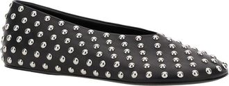 Jil Sander Womens Black Ballet Flats With Studs Ovine Ballerina Shoes