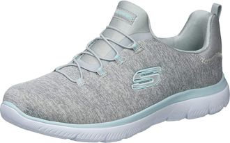 Skechers Womens Summits-Quick Getaway Light Grey Aqua Sneaker 10 W US